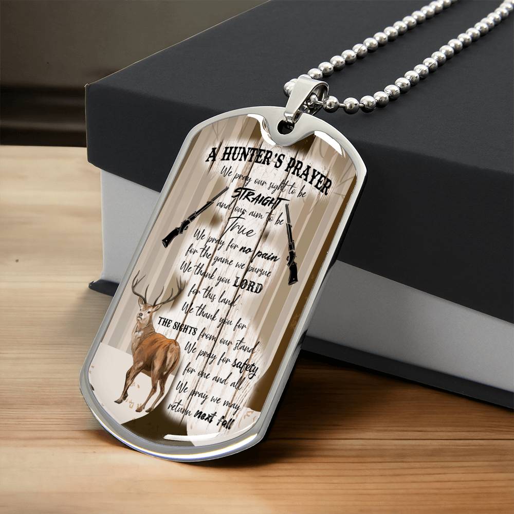 A Hunter's Prayer Dog Tag Pendant - Army Tag Necklace, Dog Tag