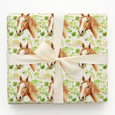 Rainbows with the Thoroughbred - Gift Wrap for Christmas, Holidays Wrapping Paper, Christmas Wrapping Paper