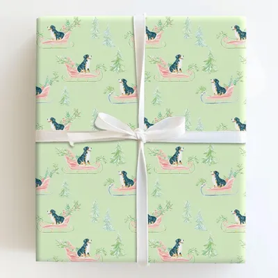 Bernese Sleigh - Gift Wrap for Christmas, Holidays Wrapping Paper, Christmas Wrapping Paper