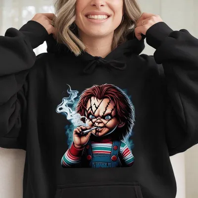 Chucky Inspired Men'S 3d Printed Hoodie Casual Polyester,,Machine Washable,With Stitched Detail Black
