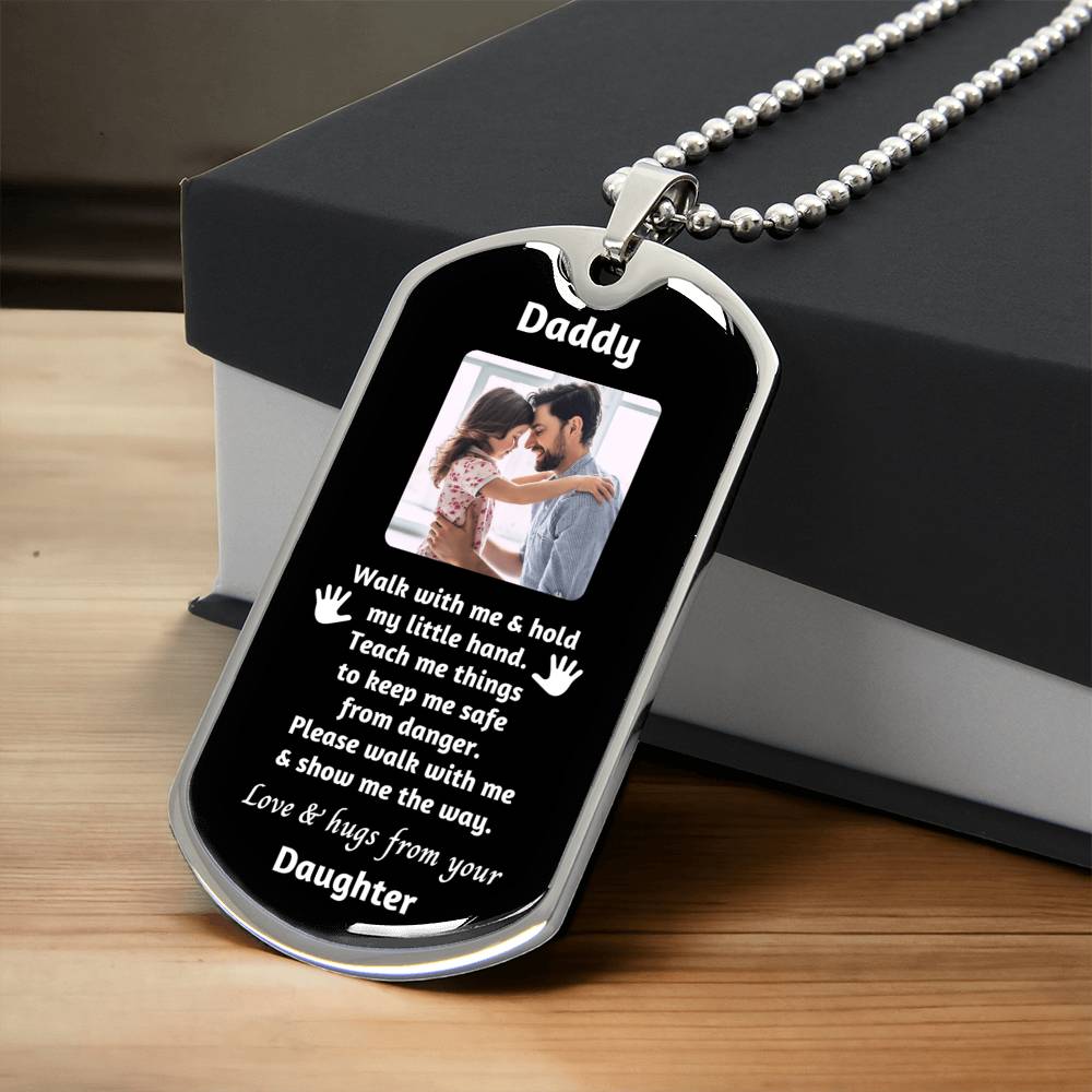 Daddy_Walk With Me & Hold My Little Hand - Army Tag Necklace, Dog Tag