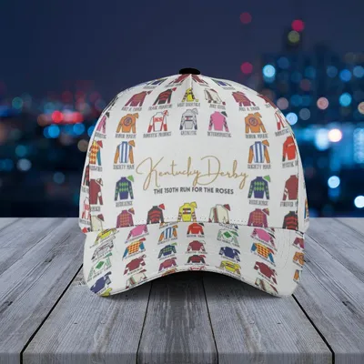 Kentucky Derby Baseball Cap – Colorful Jockey Silks & “Third Row For The Roses” Tribute Baseball Cap