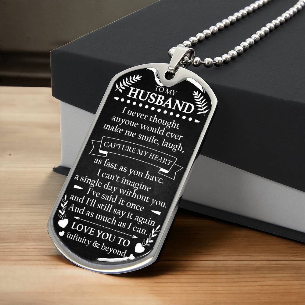 Gift For Husband - Infinity And Beyond - Dog Tag - Army Tag Necklace, Dog Tag