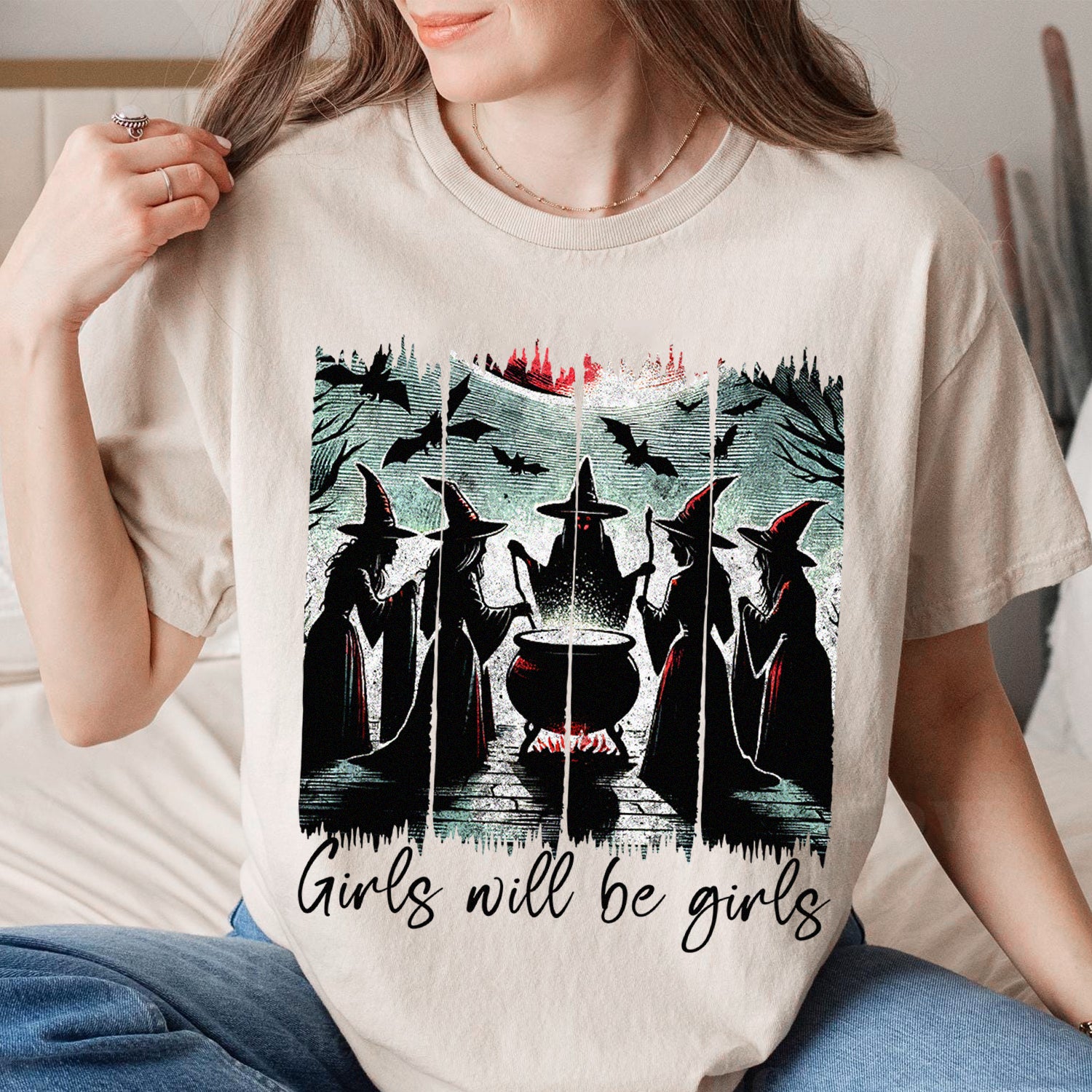 Halloween Girls Will Be Girls Witch T-Shirt – Spooky Graphic Tee