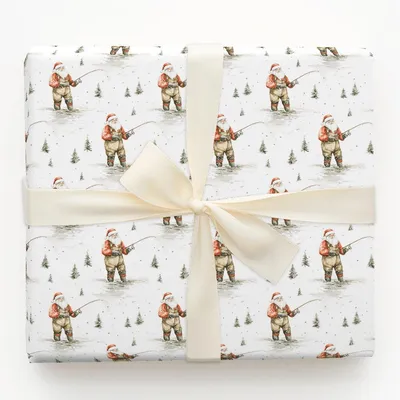 Santa's Stream - Gift Wrap for Christmas, Holidays Wrapping Paper, Christmas Wrapping Paper
