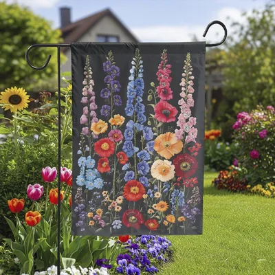 Vertical Garden - Subtle FDT Floral Garden Flag, Anti Fascism Yard Sign, Democrat Political Protest Banner, Flower Design Yard Decor
