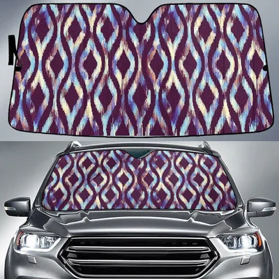 Rainbow Neon Light Double Checkered Board Car Sun Shades Cover Auto Windshield PrintSyde