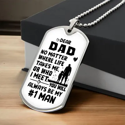 Dad- The #1 Man - Army Tag Necklace, Dog Tag