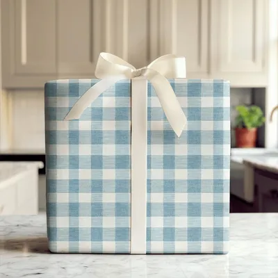 Vintage Check of Blue - Gift Wrap for Christmas, Holidays Wrapping Paper, Christmas Wrapping Paper