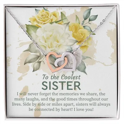 Sister Gift Idea Hearts Necklace For Sister Birthday Gift From Sister Sisters Jewelry Gift With Message Card Interlocking Hearts Necklace
