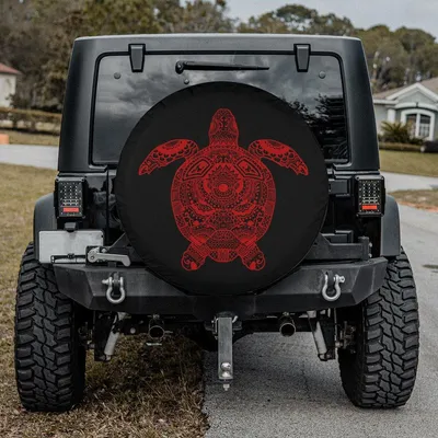 Mandala Sea Turtle Spare Tire Cover, Ocean Turtle Design, Waterproof Vinyl Wheel Protector, Boho Style Gift Spare Tire Cover