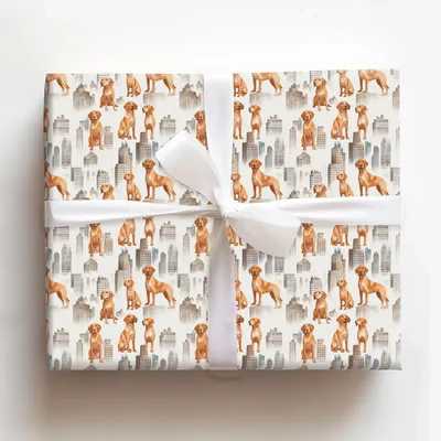 City with the Vizslas - Gift Wrap for Christmas, Holidays Wrapping Paper, Christmas Wrapping Paper