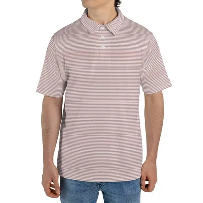 Men'S Maroon Stripe Polo, All-Over Thin Line Pattern, Subtle Minimalist Print Polo Shirt