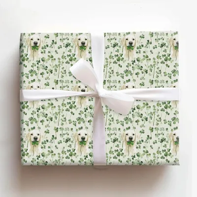 Lucky White Lab - Gift Wrap for Christmas, Holidays Wrapping Paper, Christmas Wrapping Paper