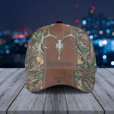 Deer Hunting Camouflage Baseball Cap – Antler Skull & Silhouette Design, Outdoor Sportsman Hat Baseball Cap
