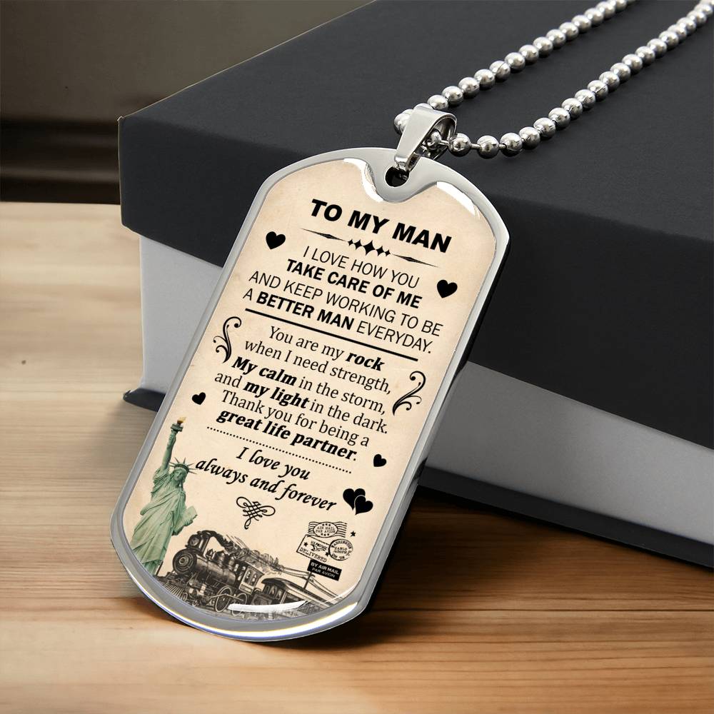 Gift For Your Man - Take Care Of Me - Dog Tag - Army Tag Necklace, Dog Tag