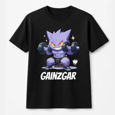 Gainzgar Vintage T-Shirt, Gengar T-Shirt, Pokemon T-Shirt, Anime T-Shirt, Animation Graphic T-Shirt, Gym T-Shirt, Unisex T-Shirt,Casual Tropical