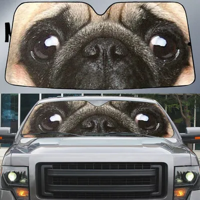 Funny Pug's Eyes Beautiful Dog Eyes Car Sun Shade Cover Auto Windshield