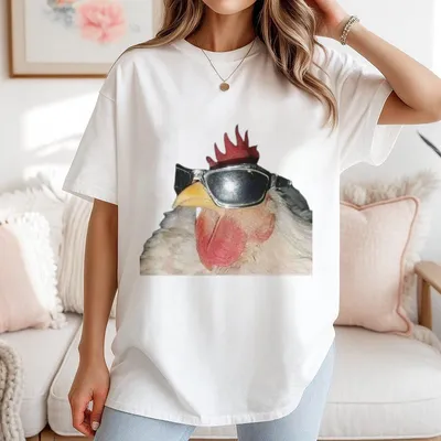 Funny Animal Vintage Graphic T-Shirt Chicken Cock T-Shirt Animal T-Shirt Unisex Meme Cringe Funny T-Shirt Menswear Womenswear