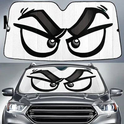 Angry Evil Eyes With Cartoon Glasses Printed Car Sun Shades Cover Auto Windshield PrintSyde
