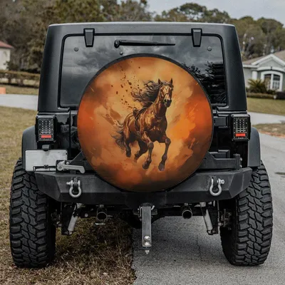 Wild Horse Spare Tire Cover, Running Horse Art Design, Western Cowboy Style Tire Cover For Animal Lovers And Outdoor Adventure Spare Tire Cover