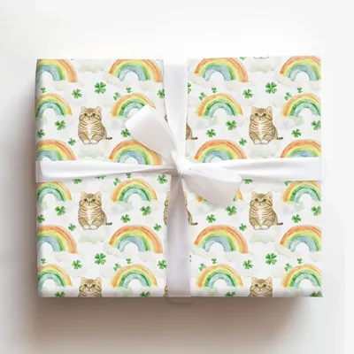 Rainbows with the Scottish Fold - Gift Wrap for Christmas, Holidays Wrapping Paper, Christmas Wrapping Paper
