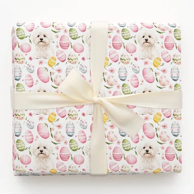 Easter Eggs with the Maltese - Gift Wrap for Christmas, Holidays Wrapping Paper, Christmas Wrapping Paper