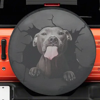 Blue Pitbull Dog Spare Tire Cover, Cracked 3d Pitbull Design, Cool Dog Lover Gift, Waterproof Uv Protection Wheel Cover, Universal Fit Spare Tire Cover