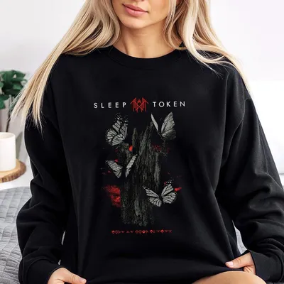Sleep Token - Rock Band Inspired Butterfly Print Vintage Sweatshirt, Gift For Fan