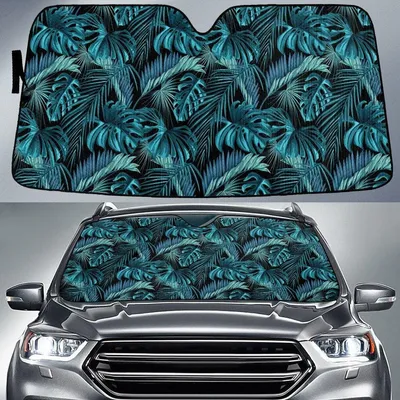 Monstera And Acera Leaf Pattern Car Sun Shades Cover Auto Windshield PrintSyde