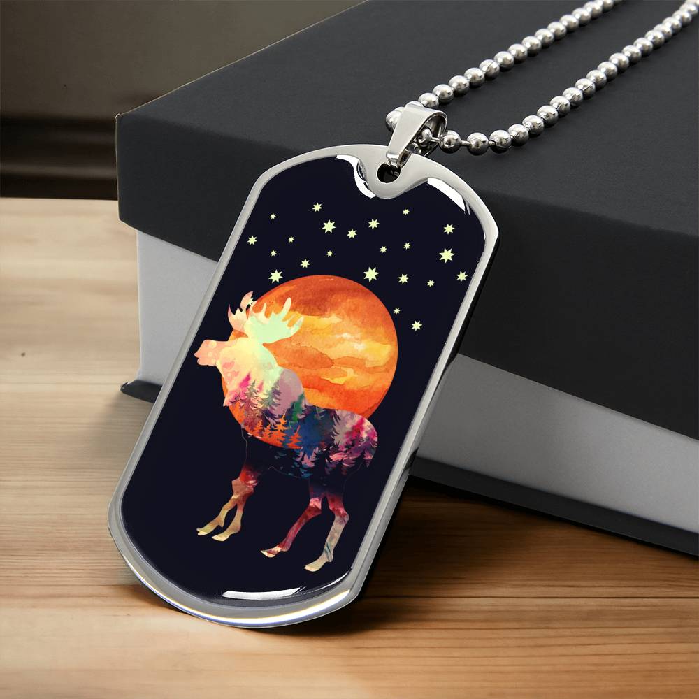 Moose Lover Gift Ideas Nature Lovers Pendant Necklace Men Gift Ideas - Army Tag Necklace, Dog Tag