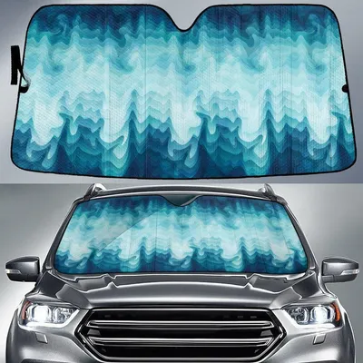 Ocean Blue The Sea Inside Me Waves Pattern Car Sun Shades Cover Auto Windshield PrintSyde