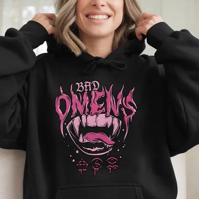 Bad Omens Pink Flame Hoodie Gothic Graphic ,Streetwear Vintage Style Top For Men And Women
