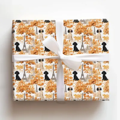 Paris with the Poodles - Gift Wrap for Christmas, Holidays Wrapping Paper, Christmas Wrapping Paper