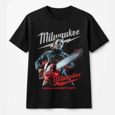 Milwaukee Horror Michaael Myyers With Chainsaw 2 Sided Unisex T-Shirt, Halloween Killer Character Graphic Cotton T-Shirt, Gift For Men And Women