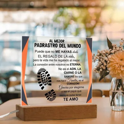 Placa Acrilica Cuadrada - Al Mejor Padrastro del Mundo - Acrylic Square Plaque