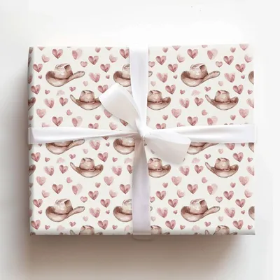 Hats and Hearts Forever - Gift Wrap for Christmas, Holidays Wrapping Paper, Christmas Wrapping Paper