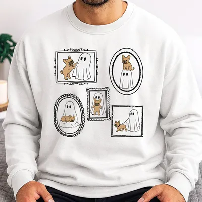Dog Lover Fall Sweatshirt – Cute French Bulldog Ghost Halloween Pullover