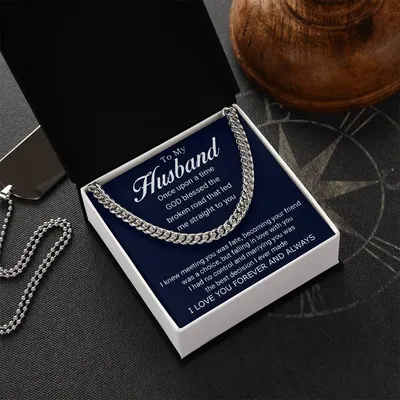 To My Husband - Love You Forever - Cuban Link Chain Necklace + Mahogany Luxury Gift Box
