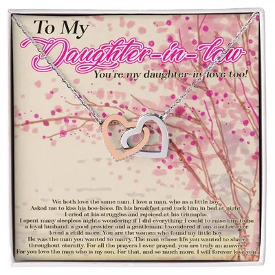 Daughter In Law Necklace And Sayingdaughter In Law Necklacedaughter In Law Wedding Giftdaughter In Law Jewelry Box Necklace For Daughter Interlocking Hearts Necklace