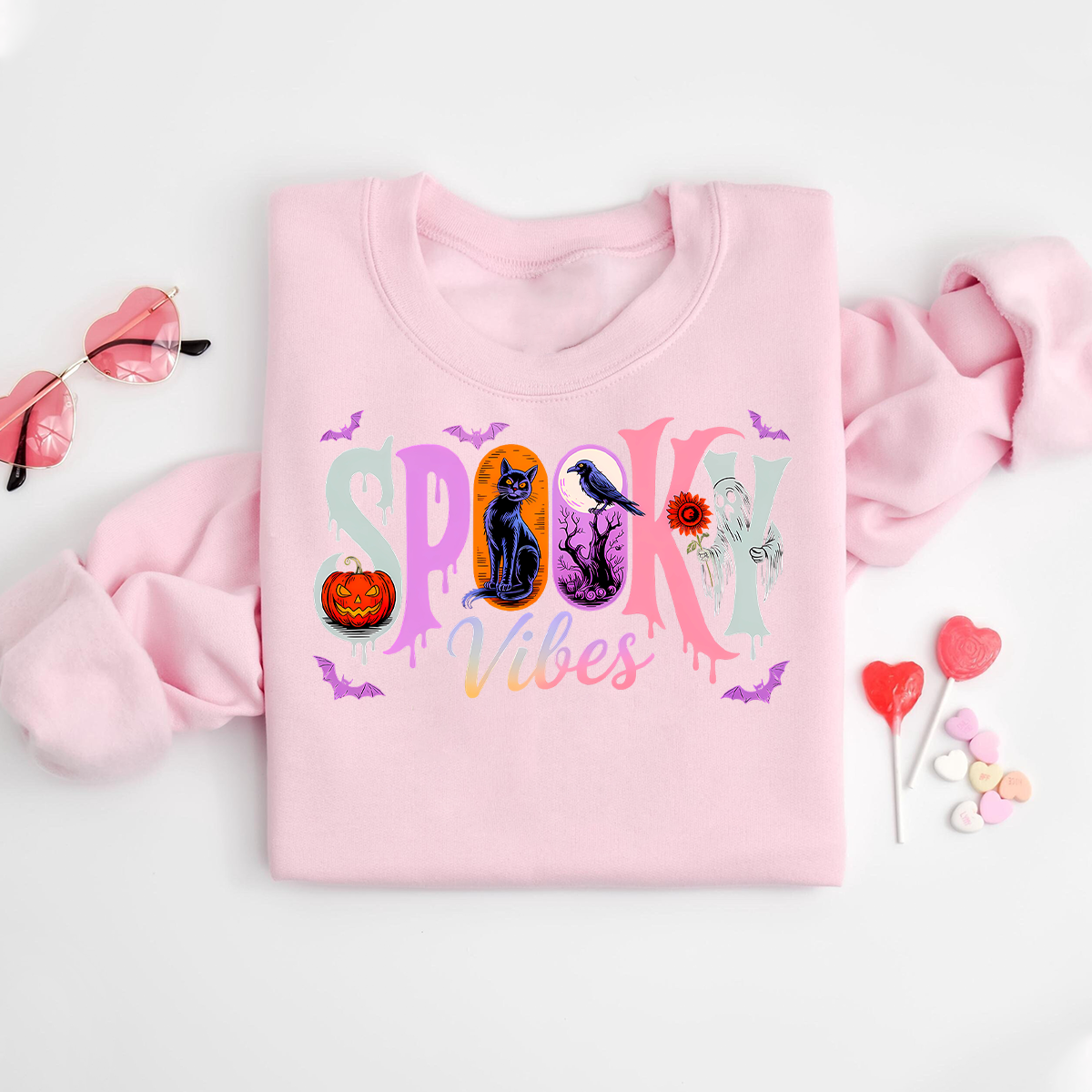 Spooky Vibes Retro Halloween Sweatshirt – Goth Graphic Pullover