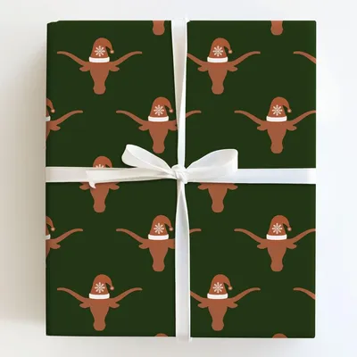 longhorn santa - Gift Wrap for Christmas, Holidays Wrapping Paper, Christmas Wrapping Paper