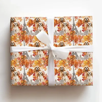 Paris with the Cocker Spaniels - Gift Wrap for Christmas, Holidays Wrapping Paper, Christmas Wrapping Paper