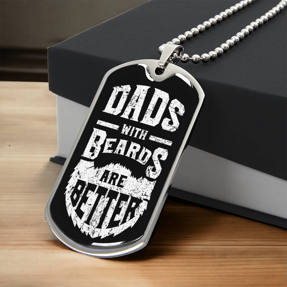 Dads With Beards Necklace - Army Tag Necklace, Dog Tag