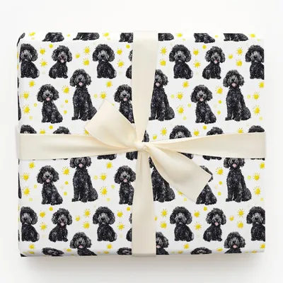 Sunny Day with the Black Poodles - Gift Wrap for Christmas, Holidays Wrapping Paper, Christmas Wrapping Paper
