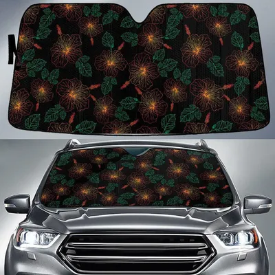Neon Hawaiian Hibiscus Flower Light For Night Car Sun Shades Cover Auto Windshield PrintSyde