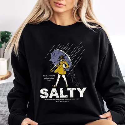 Women'S Salty Girl Sweatshirt Trendy Umbrella Top Gift For Her Casual Sweatshirt Retro Teem Summer Outfit