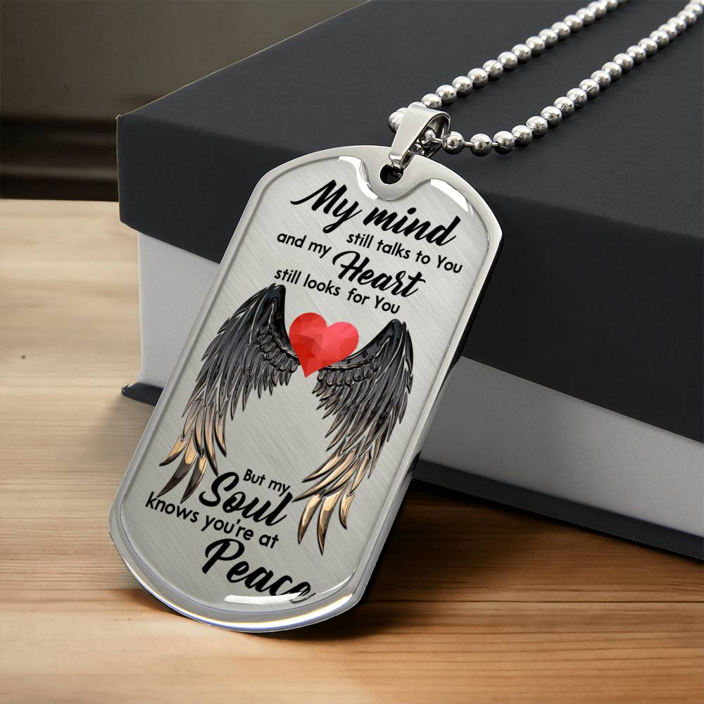 Family Wings Memorial Day My Mind Still Talks To You Heartbeat Infinity - Army Tag Necklace, Dog Tag