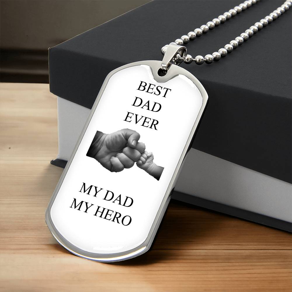 Best Dad Ever Dog Tag, Best Dad Ever Gift For Father, Gift For Dad, Gold Plated Base Necklace, Best Dad Ever Gift - Army Tag Necklace, Dog Tag