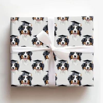 Australian Shepherd Graduate - Gift Wrap for Christmas, Holidays Wrapping Paper, Christmas Wrapping Paper